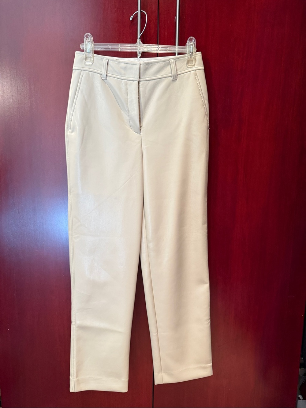 Babaton Cream Straight-Leg Faux Leather Pants